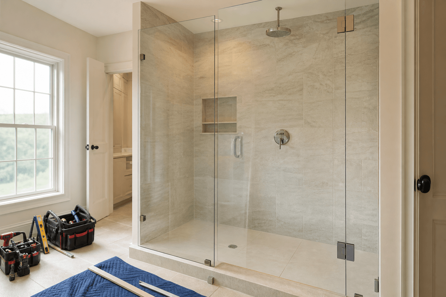 Illustrative image: What affects the cost of frameless shower door installation in Summit?